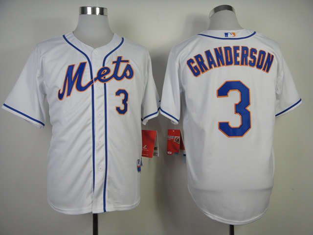 Men New York Mets #3 Granderson White MLB Jerseys